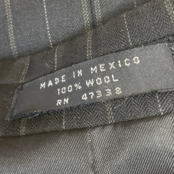 S&K Men's Black 100% Wool Pinstriped Long Sleeve Blazer Coat Suit Jacket Size 46 - Picture 4 of 4